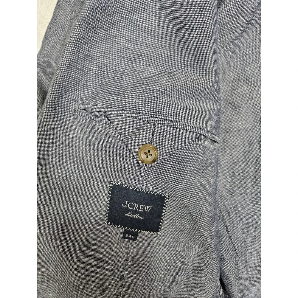 J Crew Blazer Mens 34S Ludlow Baird McNutt Linen Blend Gray Unstructured